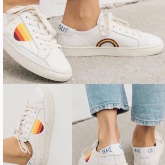 Soludos Peace Out Sun Embroidered Canvas Boho Sneakers Women’s Sz 6.5 - Picture 1 of 8